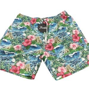 Franks men Ouha Tropical Swim Shorts - Blue and Green